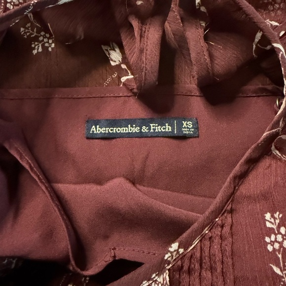 Abercrombie & Fitch Floral Burgundy Lined Dress Size XS - Picture 13 of 14
